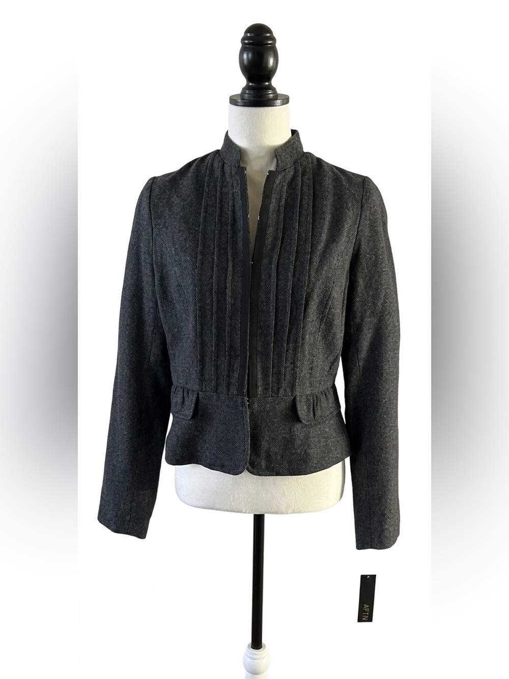 Apt 9 Charcoal Grey Wool Blend Pleated Peplum Jacket Small